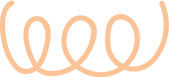 Extendly CRM - Een golvende, perzikkleurige lijn die drie verbonden lussen vormt en lijkt op de vorm van een losse veer of spoel, tegen een transparante achtergrond.