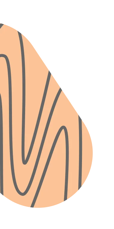 Extendly CRM - Abstract ontwerp met een perzikkleurige vorm met vloeiende, gebogen donkergrijze lijnen tegen een zwarte achtergrond. Slechts een deel van de vorm is zichtbaar, wat zorgt voor een minimalistische, moderne uitstraling.