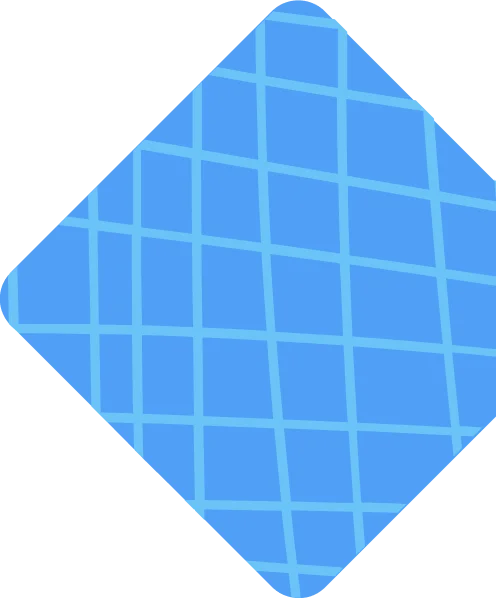 Extendly CRM - Een gekantelde blauwe ruitvorm met een rasterpatroon van elkaar kruisende lichtblauwe lijnen die onregelmatige rechthoeken en vierkanten vormen over het oppervlak.
