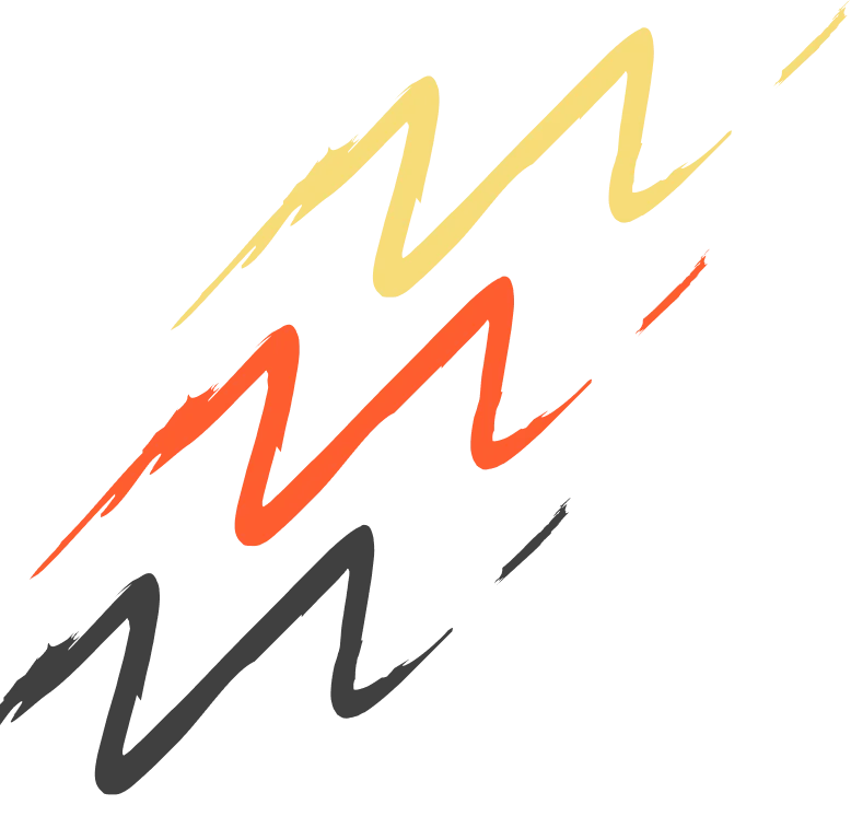 Extendly CRM - Vier zigzaglijnen in geel, rood, donkergrijs en zwart zijn diagonaal gestapeld over een zwarte achtergrond, waarbij elke lijn van linksonder naar rechtsboven wijst.