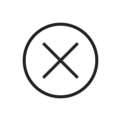 Extendly CRM - Een zwart X-symbool in een zwarte cirkel, weergegeven op een transparante achtergrond.