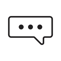 Extendly CRM - Een zwart omlijnde tekstballon met drie gecentreerde punten erin, die een typ- of chatpictogram voorstelt op een transparante achtergrond.